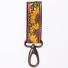 ADKR210 Hand-Tooled Leather Loop Keyring - Floral Design with Swivel Clasp