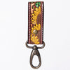 ADKR210 Hand-Tooled Leather Loop Keyring - Floral Design with Swivel Clasp
