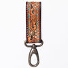 ADKR210 Hand-Tooled Leather Loop Keyring - Floral Design with Swivel Clasp
