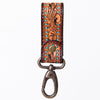 ADKR210 Hand-Tooled Leather Loop Keyring - Floral Design with Swivel Clasp