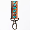 ADKR210 Hand-Tooled Leather Loop Keyring - Floral Design with Swivel Clasp