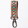 ADKR210 Hand-Tooled Leather Loop Keyring - Floral Design with Swivel Clasp