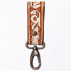 ADKR210 Hand-Tooled Leather Loop Keyring - Floral Design with Swivel Clasp
