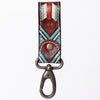 ADKR210 Hand-Tooled Leather Loop Keyring - Floral Design with Swivel Clasp