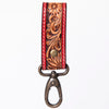 ADKR210 Hand-Tooled Leather Loop Keyring - Floral Design with Swivel Clasp