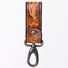 ADKR210 Hand-Tooled Leather Loop Keyring - Floral Design with Swivel Clasp