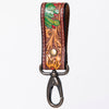 ADKR210 Hand-Tooled Leather Loop Keyring - Floral Design with Swivel Clasp