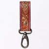 ADKR210 Hand-Tooled Leather Loop Keyring - Floral Design with Swivel Clasp