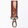ADKR210 Hand-Tooled Leather Loop Keyring - Floral Design with Swivel Clasp