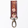ADKR210 Hand-Tooled Leather Loop Keyring - Floral Design with Swivel Clasp