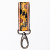 ADKR210 Hand-Tooled Leather Loop Keyring - Floral Design with Swivel Clasp