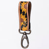 ADKR210 Hand-Tooled Leather Loop Keyring - Floral Design with Swivel Clasp