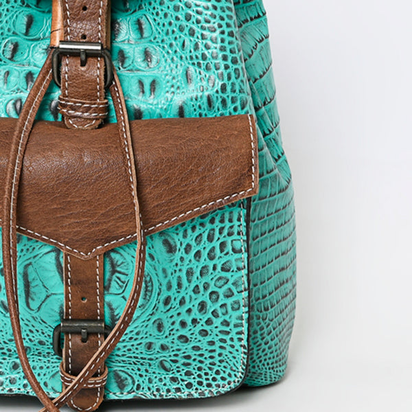 ADBG972 American Darling Crocodile Embossed Western Leather Backpack