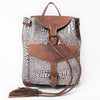 ADBG972 American Darling Crocodile Embossed Western Leather Backpack