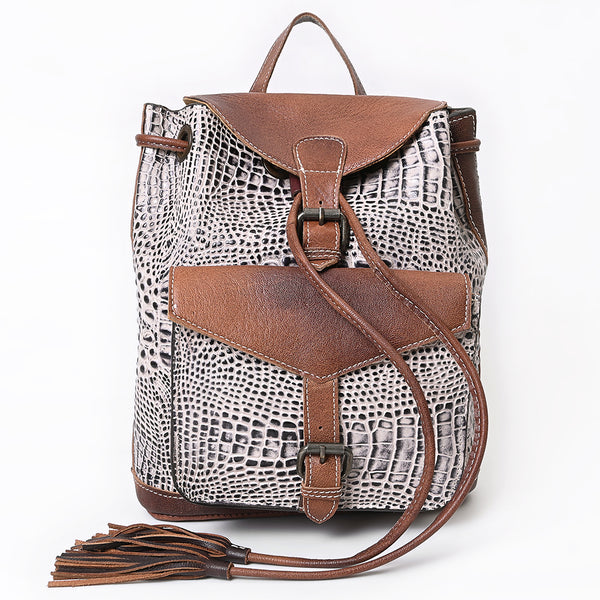 ADBG972 American Darling Crocodile Embossed Western Leather Backpack