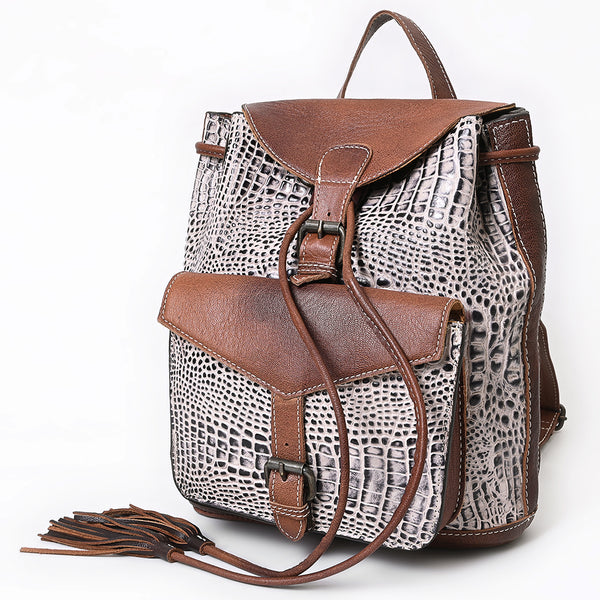 ADBG972 American Darling Crocodile Embossed Western Leather Backpack