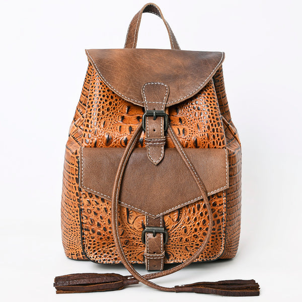 ADBG972 American Darling Crocodile Embossed Western Leather Backpack