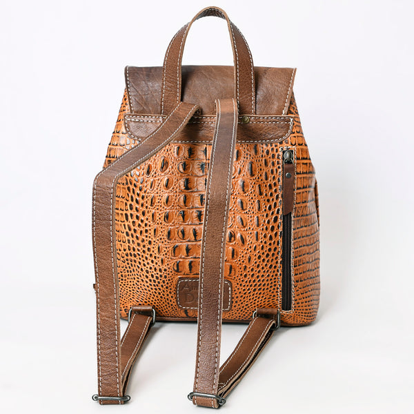 ADBG972 American Darling Crocodile Embossed Western Leather Backpack
