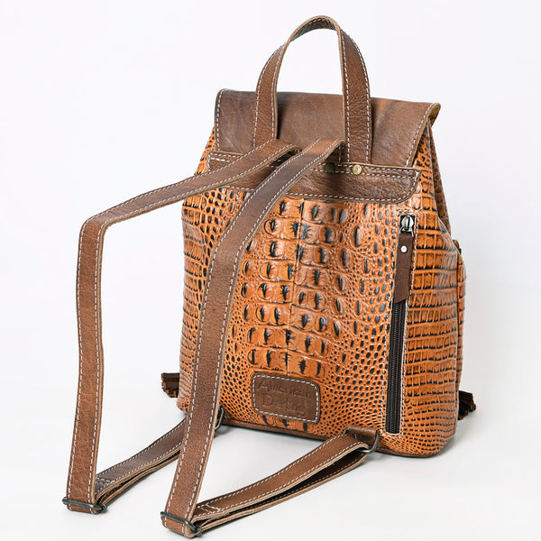 ADBG972 American Darling Crocodile Embossed Western Leather Backpack