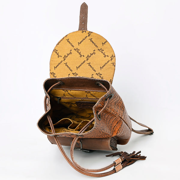 ADBG972 American Darling Crocodile Embossed Western Leather Backpack