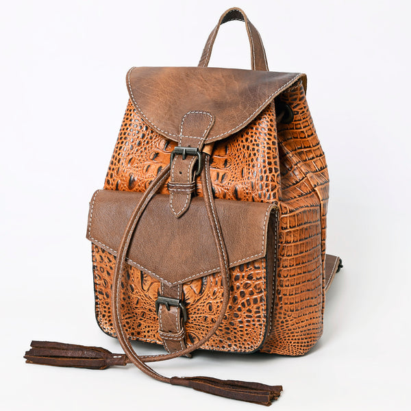 ADBG972 American Darling Crocodile Embossed Western Leather Backpack