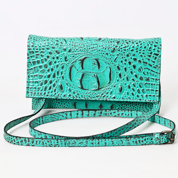ADBG973 American Darling Crocodile Embossed Western Leather Wallet Bag