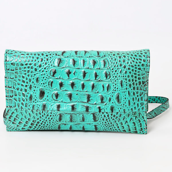 ADBG973 American Darling Crocodile Embossed Western Leather Wallet Bag