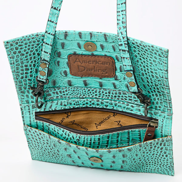 ADBG973 American Darling Crocodile Embossed Western Leather Wallet Bag