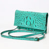 ADBG973 American Darling Crocodile Embossed Western Leather Wallet Bag