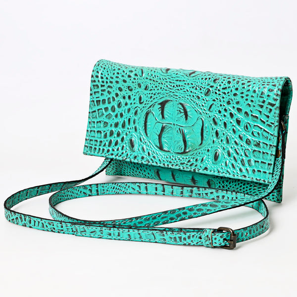 ADBG973 American Darling Crocodile Embossed Western Leather Wallet Bag