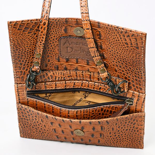 ADBG973 American Darling Crocodile Embossed Western Leather Wallet Bag
