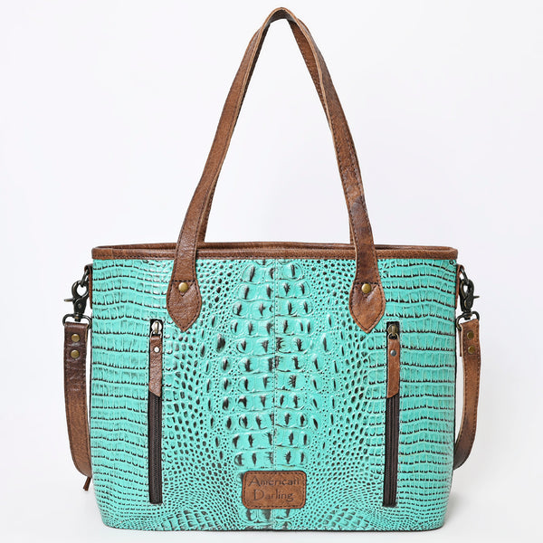 ADBG974 Alligator Embossed Genuine Leather Western Crossbody Tote with Tassels