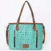 ADBG974 Alligator Embossed Genuine Leather Western Crossbody Tote with Tassels