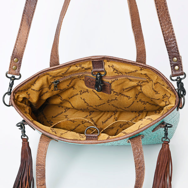 ADBG974 Alligator Embossed Genuine Leather Western Crossbody Tote with Tassels