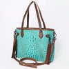 ADBG974 Alligator Embossed Genuine Leather Western Crossbody Tote with Tassels
