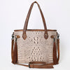 ADBG974 Alligator Embossed Genuine Leather Western Crossbody Tote with Tassels