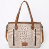 ADBG974 Alligator Embossed Genuine Leather Western Crossbody Tote with Tassels