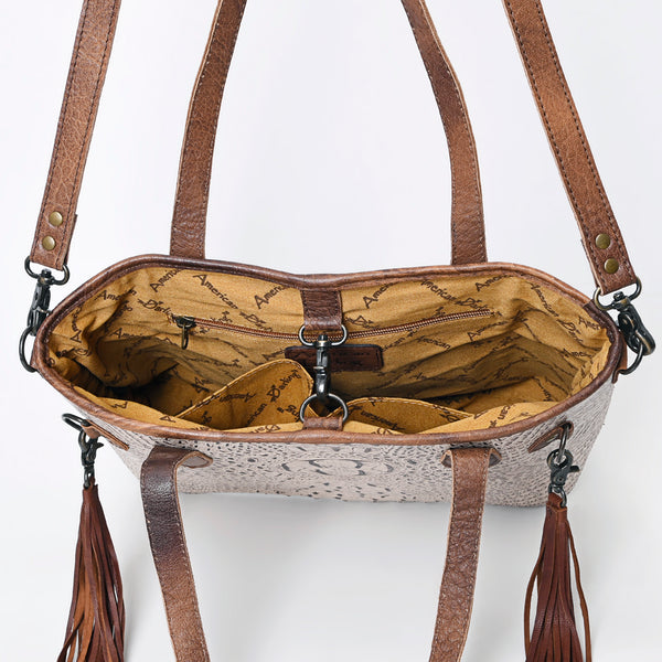 ADBG974 Alligator Embossed Genuine Leather Western Crossbody Tote with Tassels
