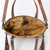 ADBG974 Alligator Embossed Genuine Leather Western Crossbody Tote with Tassels