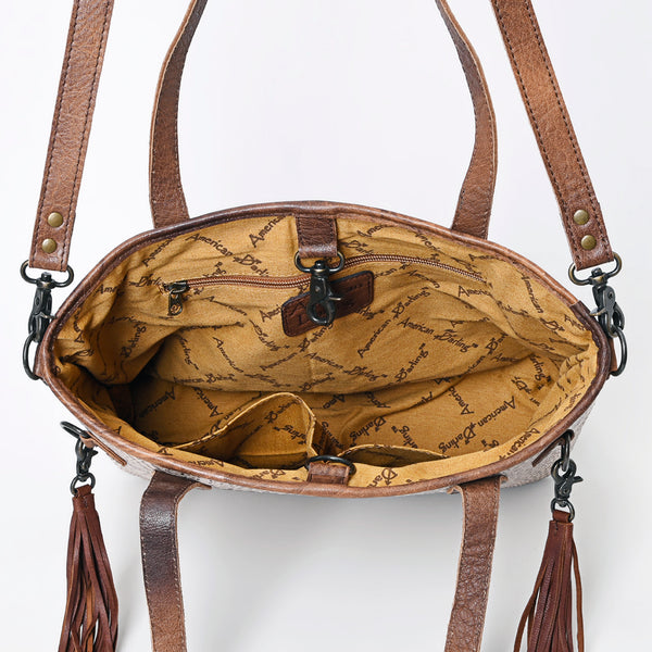 ADBG974 Alligator Embossed Genuine Leather Western Crossbody Tote with Tassels