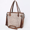 ADBG974 Alligator Embossed Genuine Leather Western Crossbody Tote with Tassels