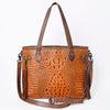 ADBG974 Alligator Embossed Genuine Leather Western Crossbody Tote with Tassels