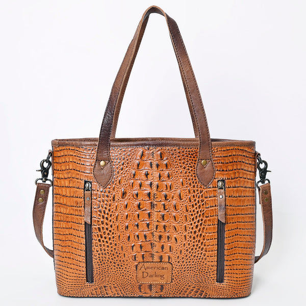 ADBG974 Alligator Embossed Genuine Leather Western Crossbody Tote with Tassels