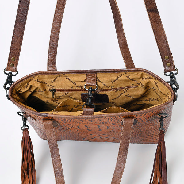 ADBG974 Alligator Embossed Genuine Leather Western Crossbody Tote with Tassels