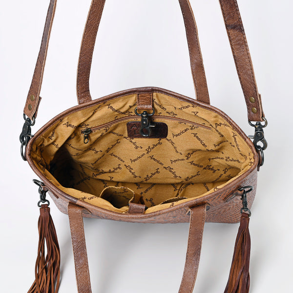 ADBG974 Alligator Embossed Genuine Leather Western Crossbody Tote with Tassels