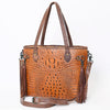 ADBG974 Alligator Embossed Genuine Leather Western Crossbody Tote with Tassels
