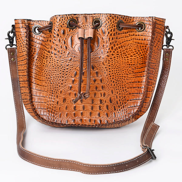 ADBG975 American Darling Crocodile Embossed Western Leather Bucket Bag
