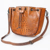 ADBG975 American Darling Crocodile Embossed Western Leather Bucket Bag