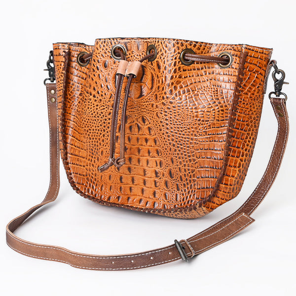 ADBG975 American Darling Crocodile Embossed Western Leather Bucket Bag