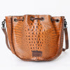 ADBG975 American Darling Crocodile Embossed Western Leather Bucket Bag
